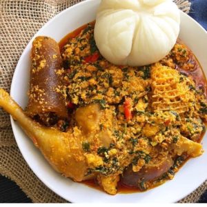 Pounded yam and Egusi soup