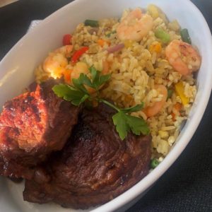 Beef steak and fried rice