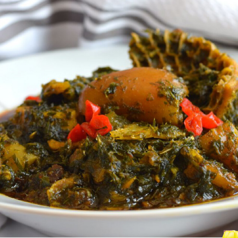 Pick a swallow to devour this plate of Afang soup with.