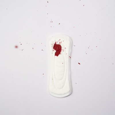 blood on a sanitary pad