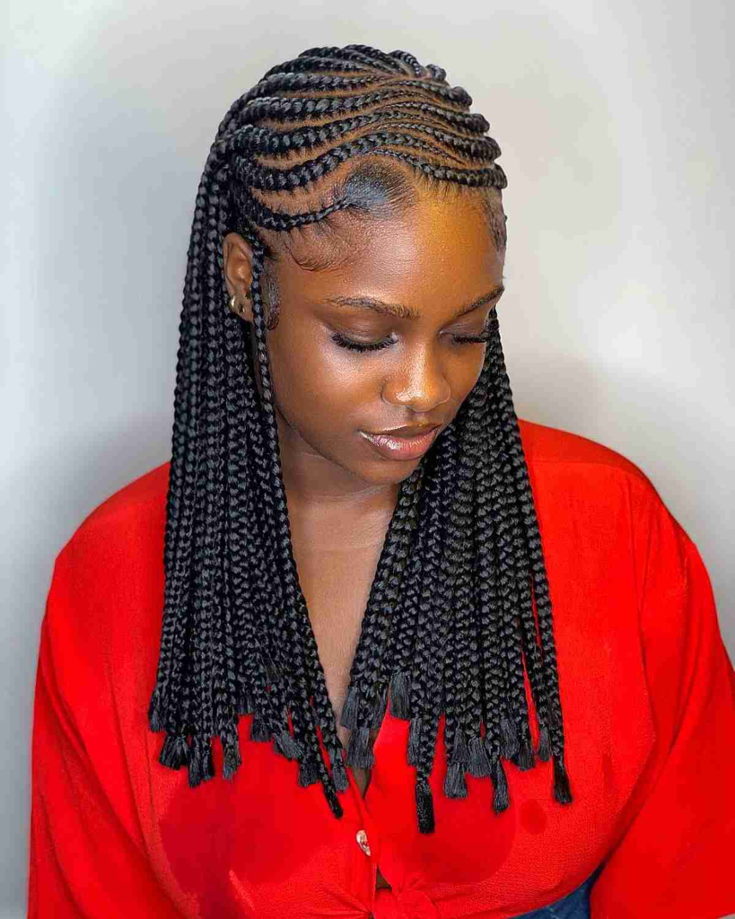 ghana braids with wavy parting