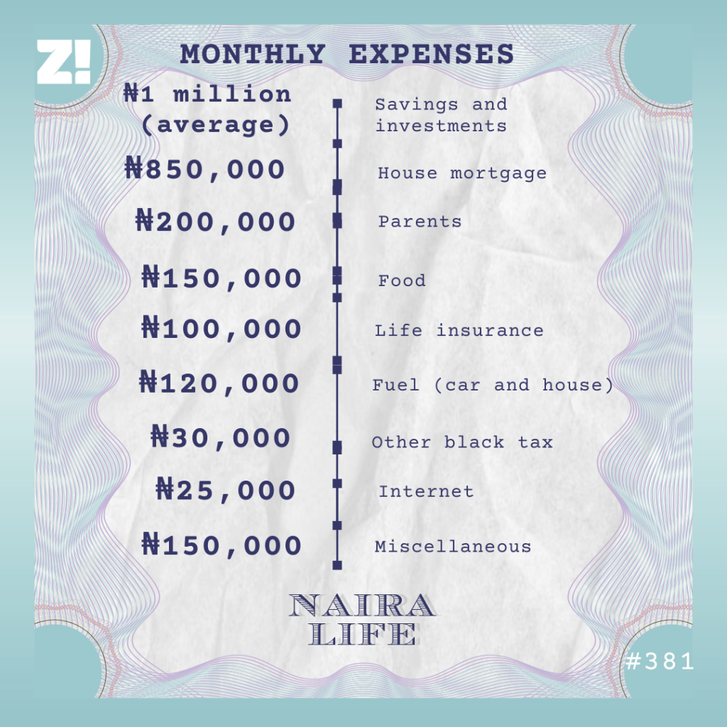 Naira Life 381 expenses